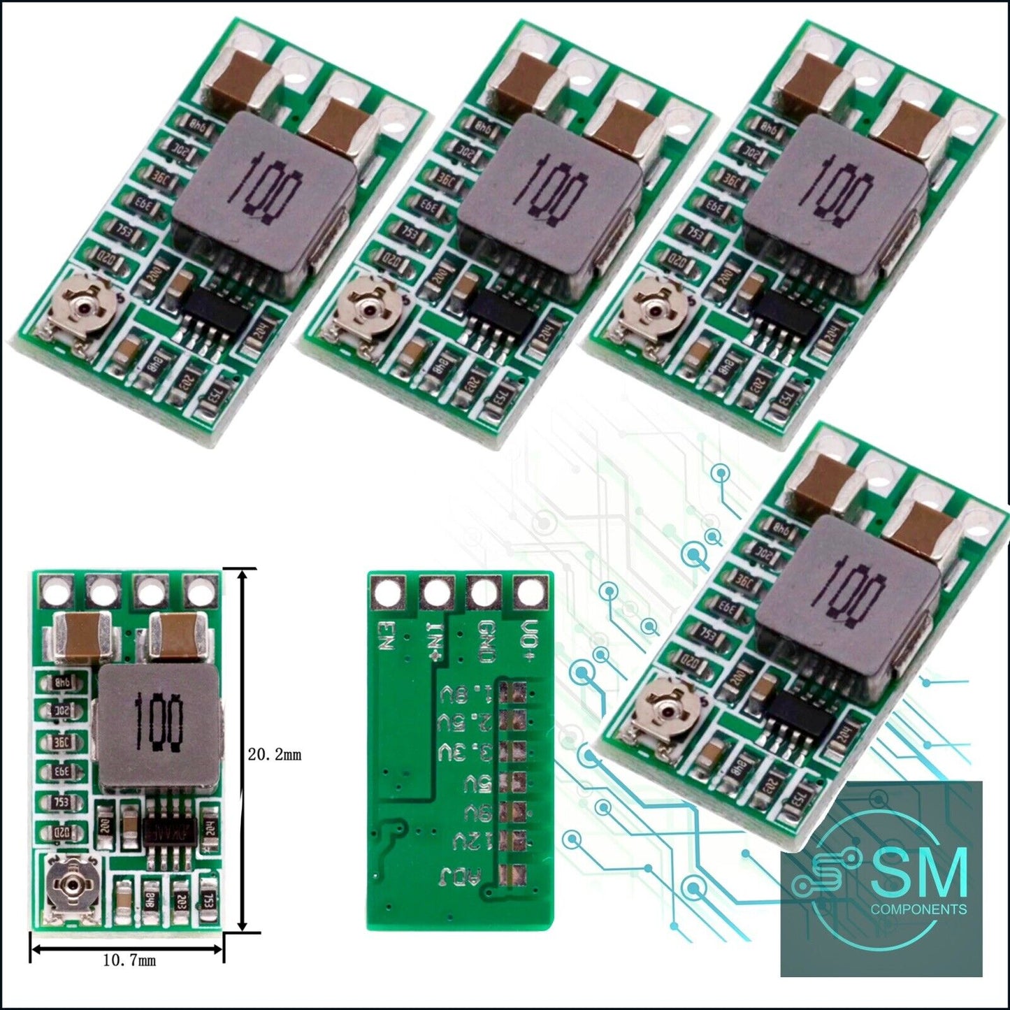 5 X Mini DC 12-24V To 5V 3A Step Down Power Supply Module Voltage Buck Converter