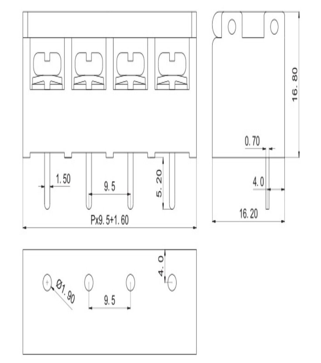 5PCS HB-9500 Barrier Terminal Block + Cover 2P 3P 4P 5P 6P 9.5mm Pitch 300V 30A