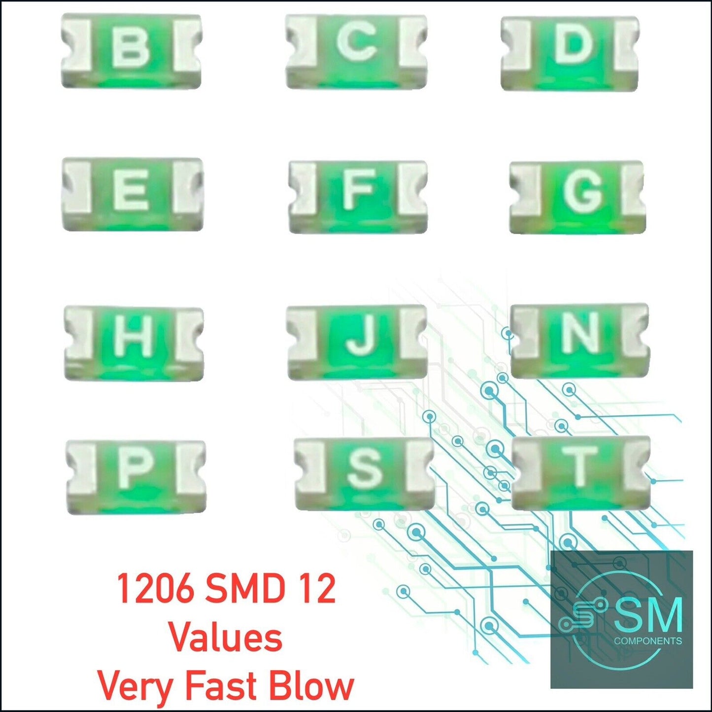 24PCS 1206 SMD Littelfuse Kit 12 Value 32V-125V One Time Use 437 Series 0.125-5A
