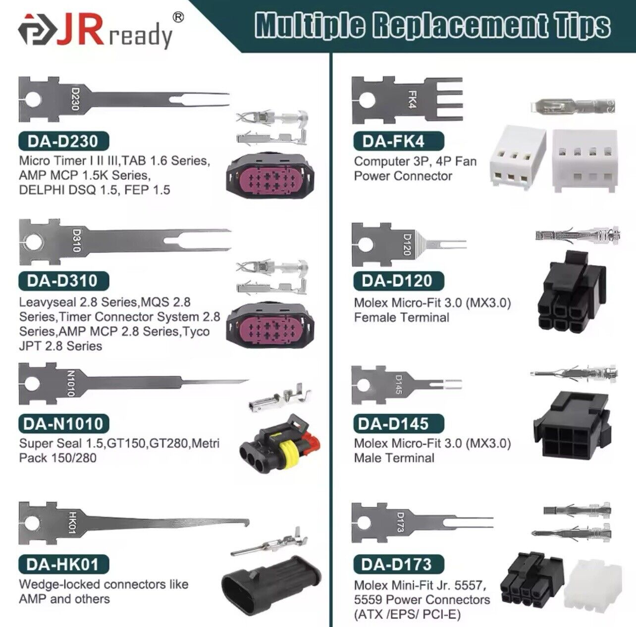 JR ready ST5255 Deutsch Pin Removal Tool Pin Socket NLok Bosch JPT Molex Removal