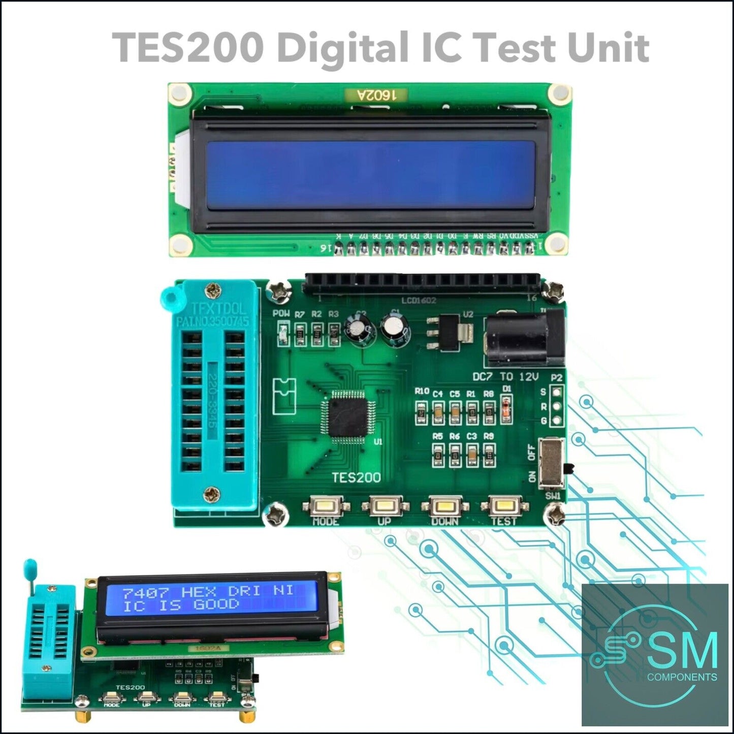 TES200 IC Tester LED Digital Meter 74 40 45 Series lC Logic Gate Tester DC7-12 V