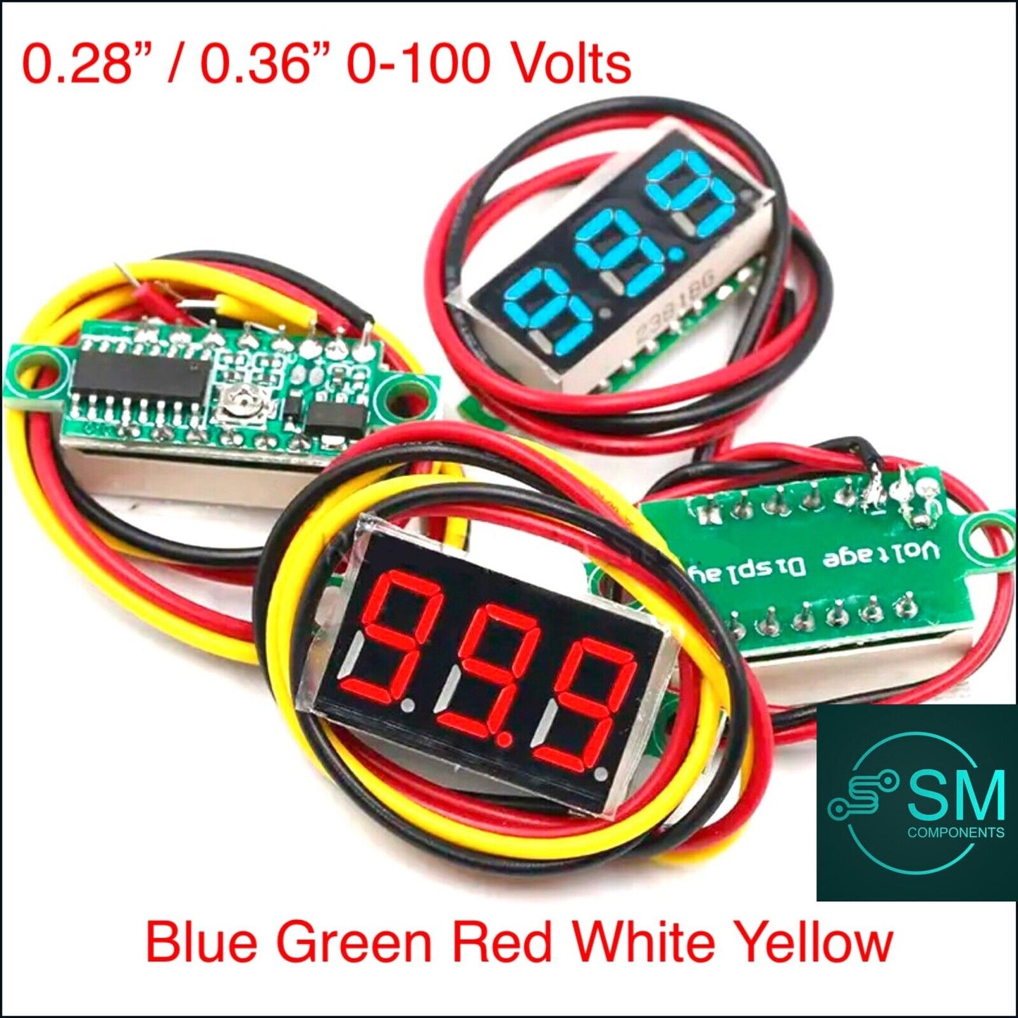 0.28”/0.36” Digital DC Voltage Meter LED Voltage Display Three Wire DC0-100V