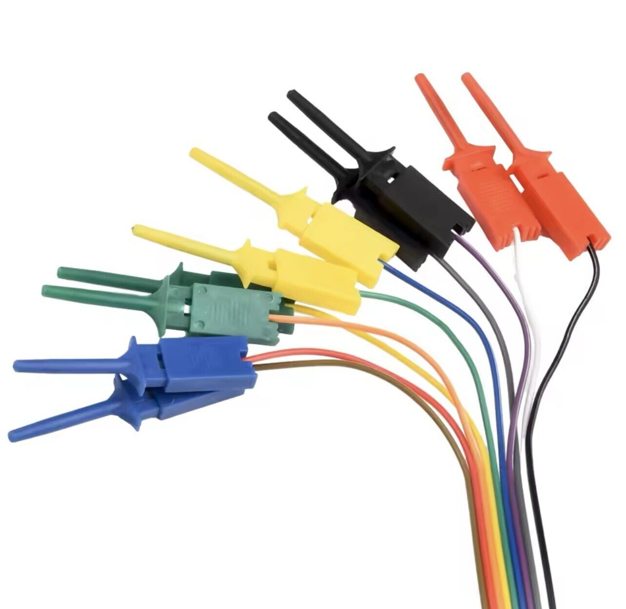 10PCS Electronics IC Hook Clips Test lead Jumper Wire To DuPont Connector Male