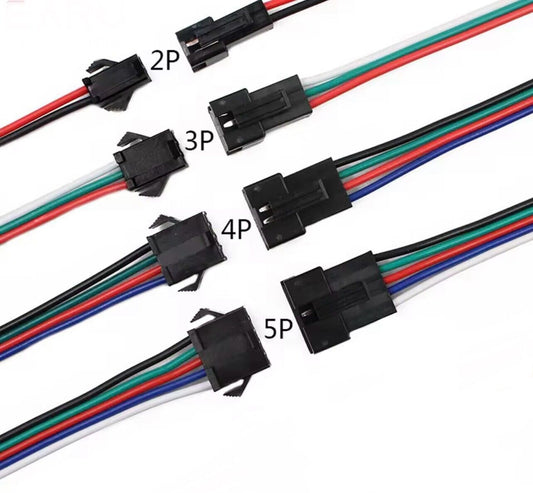 5 x Pair JST SM 2P, 3P, 4P, 5P Plug Socket Male to Female Wire LED Connector