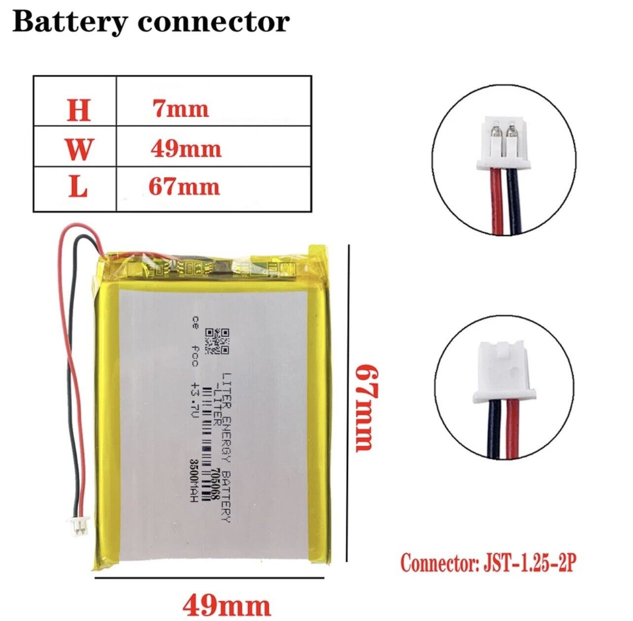 ANBERNIC RG35XX Lithium Polymer Battery LiPo Liter Energy 3500mAh 3.7V 705068