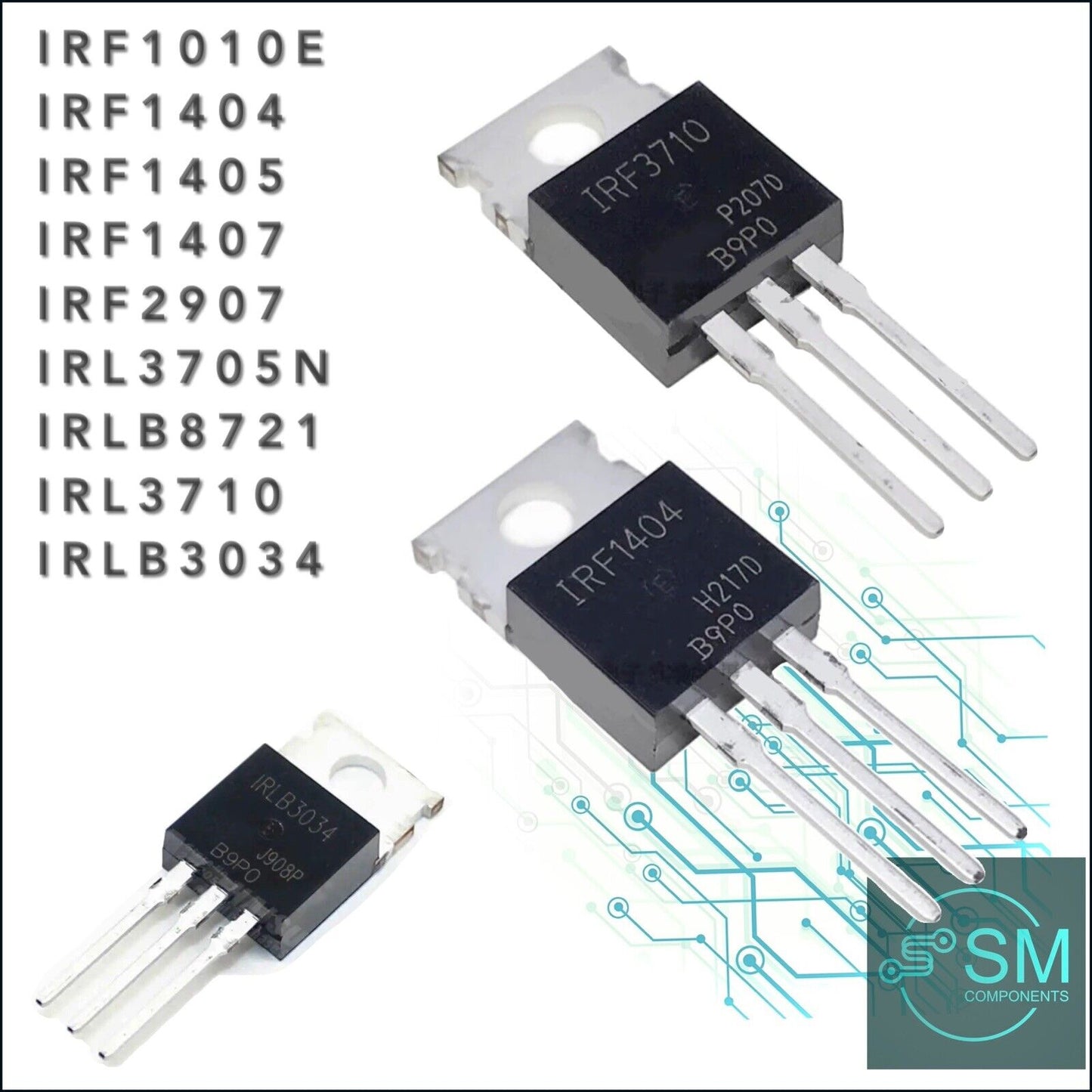 5PCS IRF1010 IRF1404 IRF1405 IRF1407 IRL IRLB TO-220 Mosfet Power Transistors