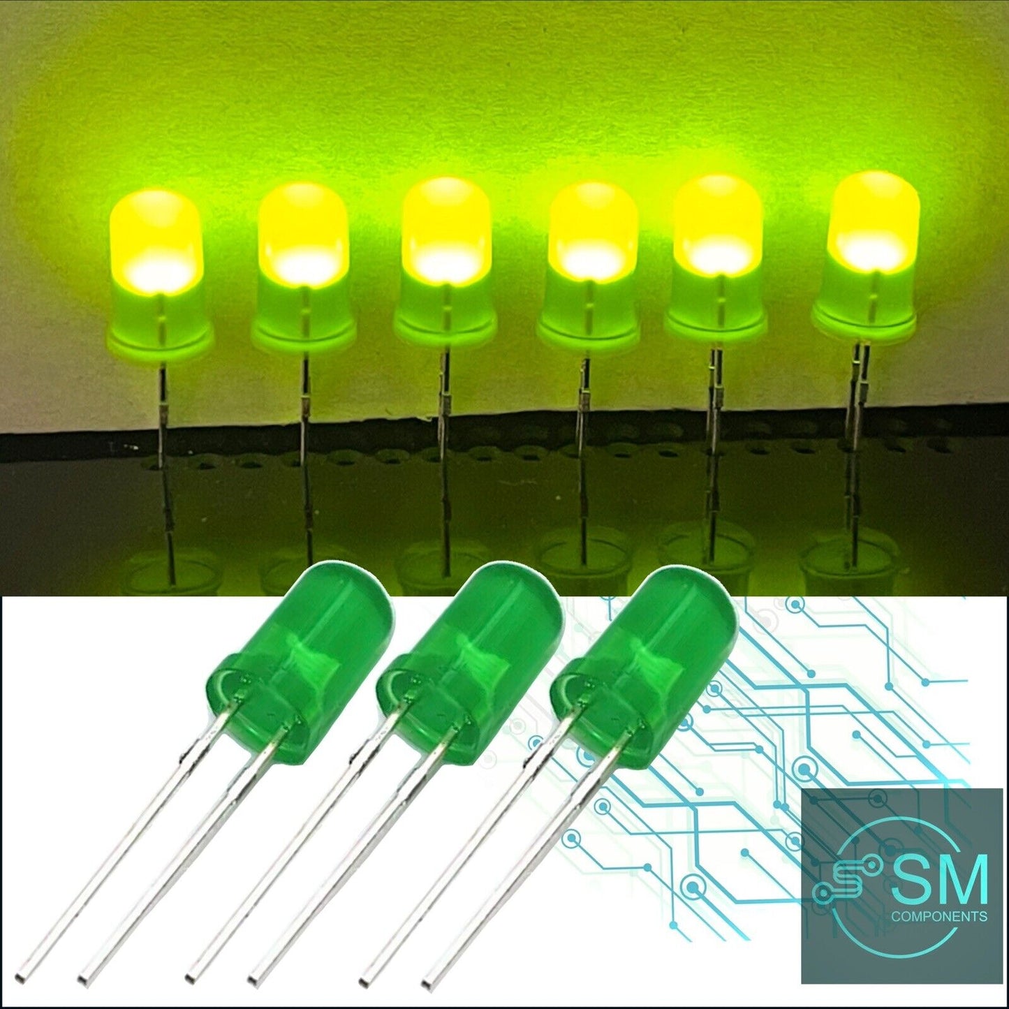 100PCS 5mm YELLOW GREEN Colour Diffused LED Light Emitting Diodes DIY