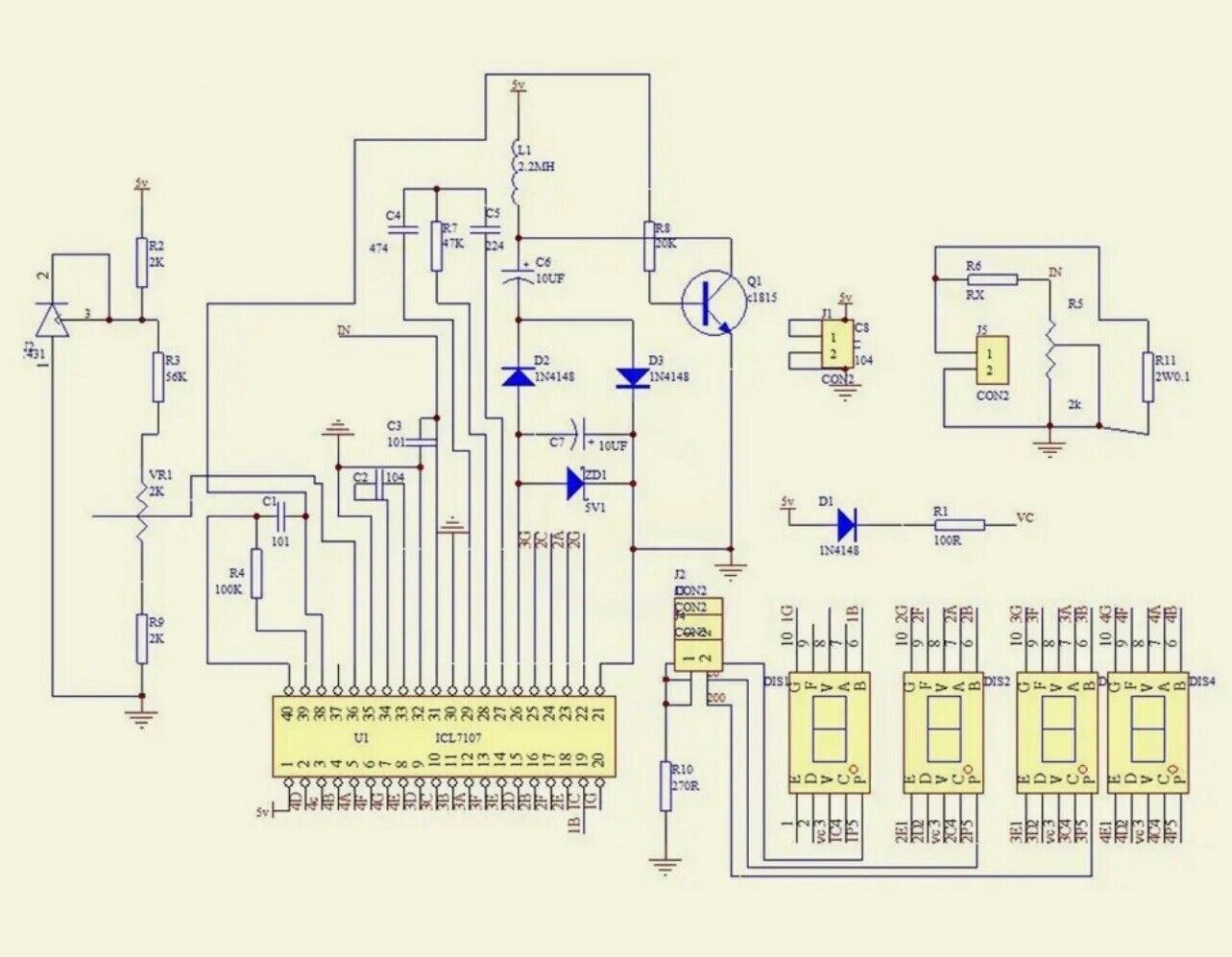ICL7107 DIY 0-200V Digital Voltmeter Soldering Project DIY Module DC 5V Ammeter