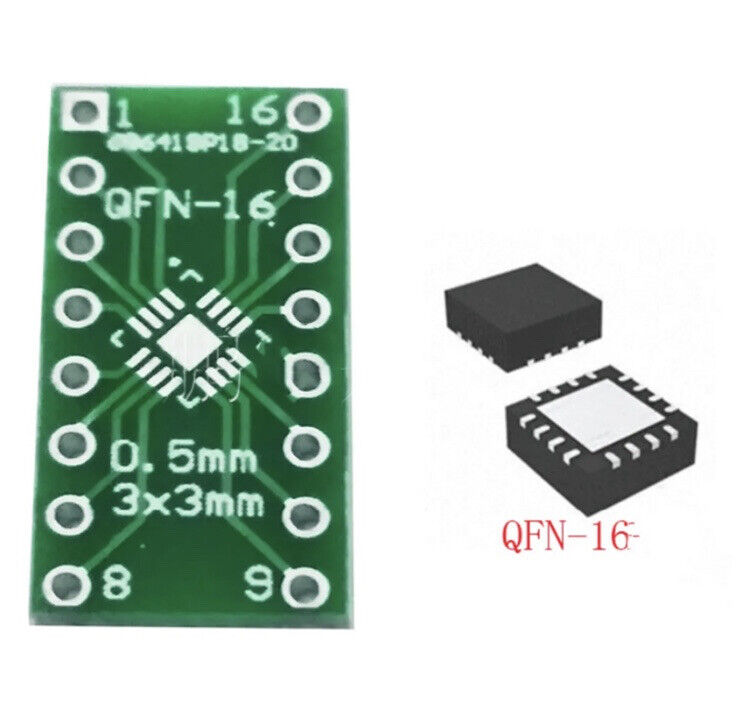 10PCS LGA16/QFN16 to DIP16 QFN 0.5mm to 2.54mm QFN16 Adapter to DIP Transfer PCB