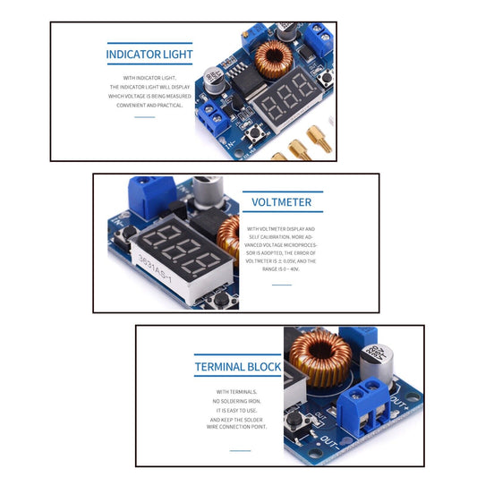 3PCS XL4015 5A DC Buck Step-down Adjustable Voltage Power Converter LED Display