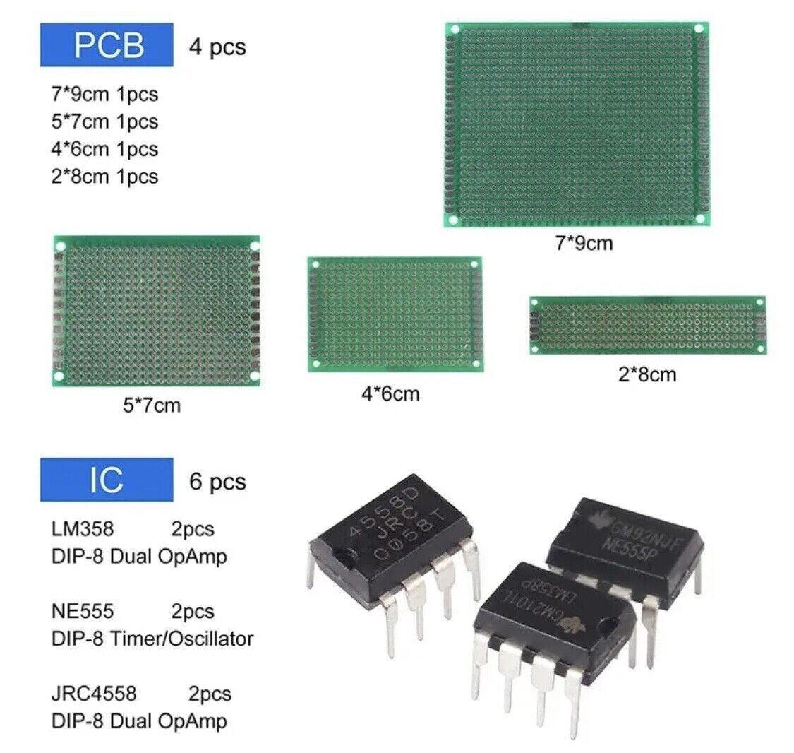 1900pc Electronic Component Kit Capacitor Resistors LED Transistors PCB I/C DIY
