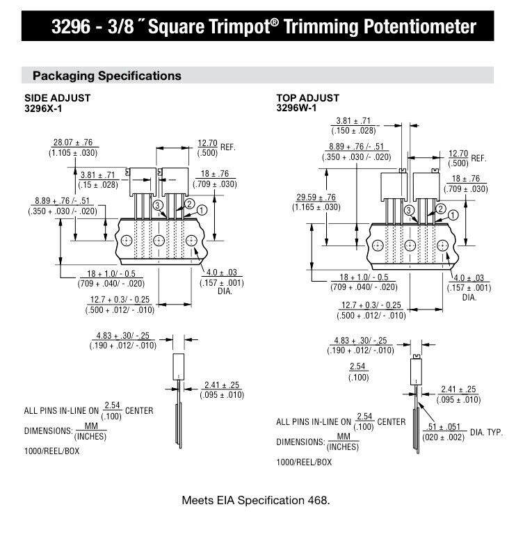 13PCS 3296X-1 Inc Brass Handle 100Ω- 2MΩ ±10% DIP Variable Resistor Trimmer Pot