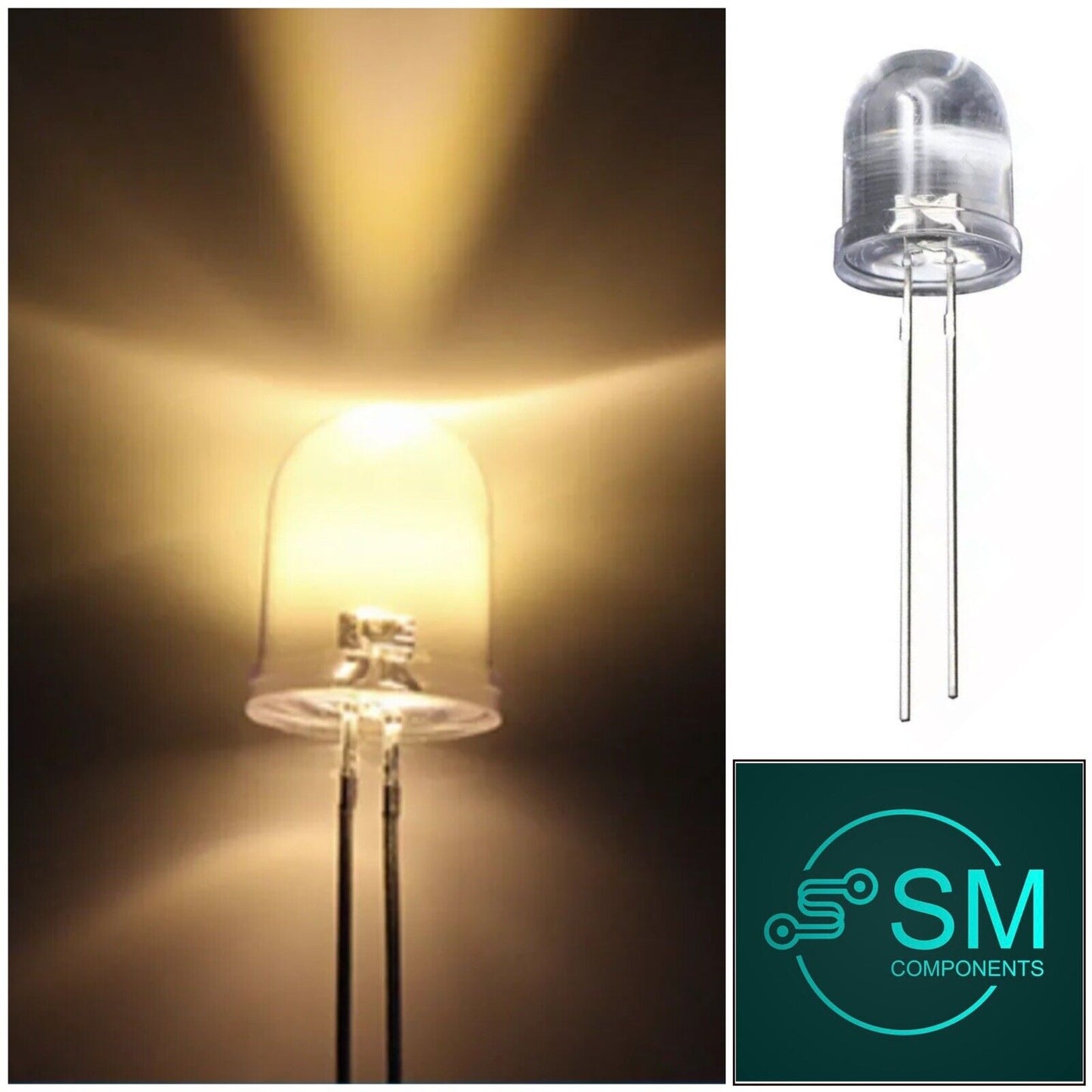 50pcs 10mm F10 Warm White Clear Round LED Light Emitting Diode Bright LED 3200K