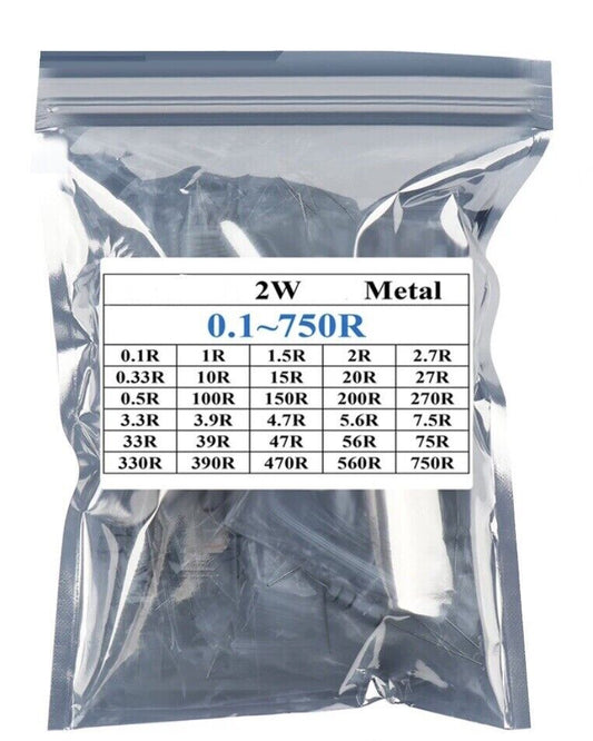 150pc 5 X 30 Values 2W 1 % Metal Film Resistor Assortment Kit 0.1Ω ~ 750Ω