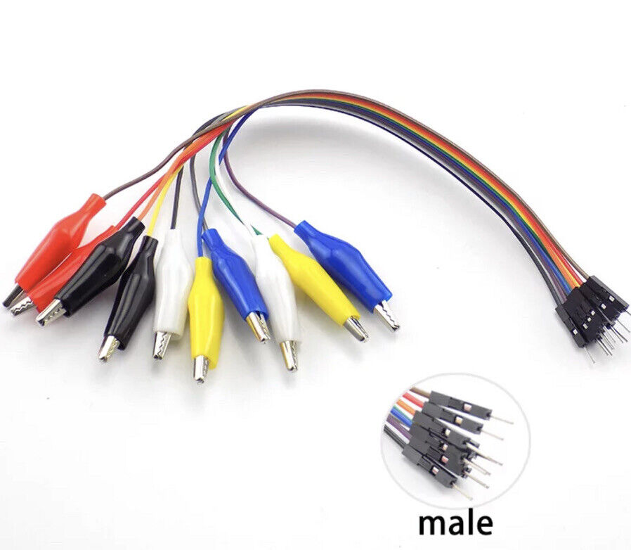 10PCS Electronics Alligator Clips Test lead Jumper Wire To DuPont Connector Male
