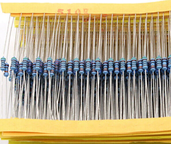600pcs 30 Values 10-1M Ohm 1% 1/4W 0.25Watt Metal Film Resistors Assortment Kit