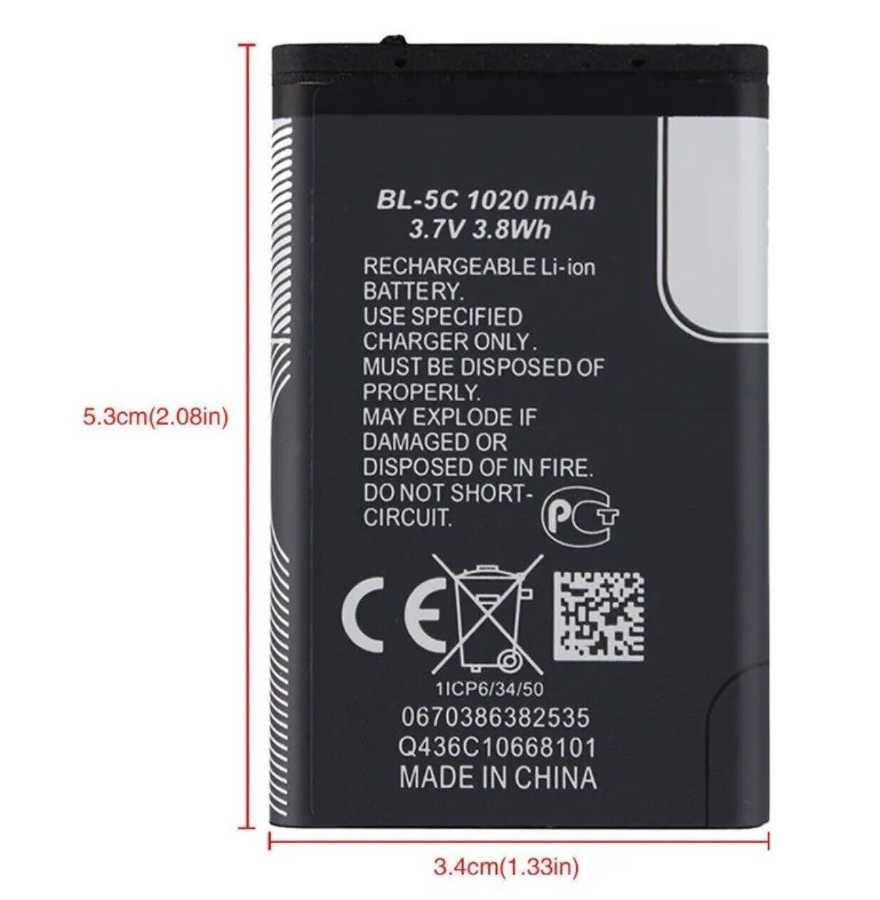 1PC BL-5C Nokia N-91 3230 6230 Lithium Phone 3.7V 1020mAh rechargeable battery