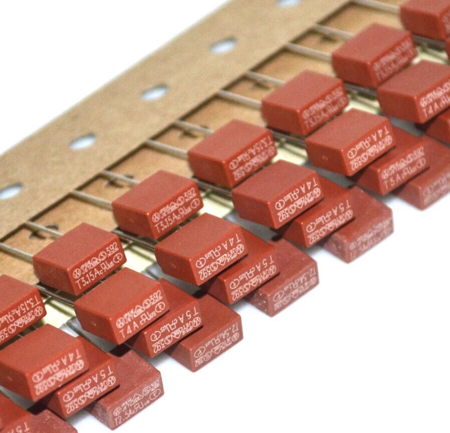 65PCS TE5-392 Square Plastic Fuse 250V PCB Mount T500mA-T10A 13 Values 5 Each