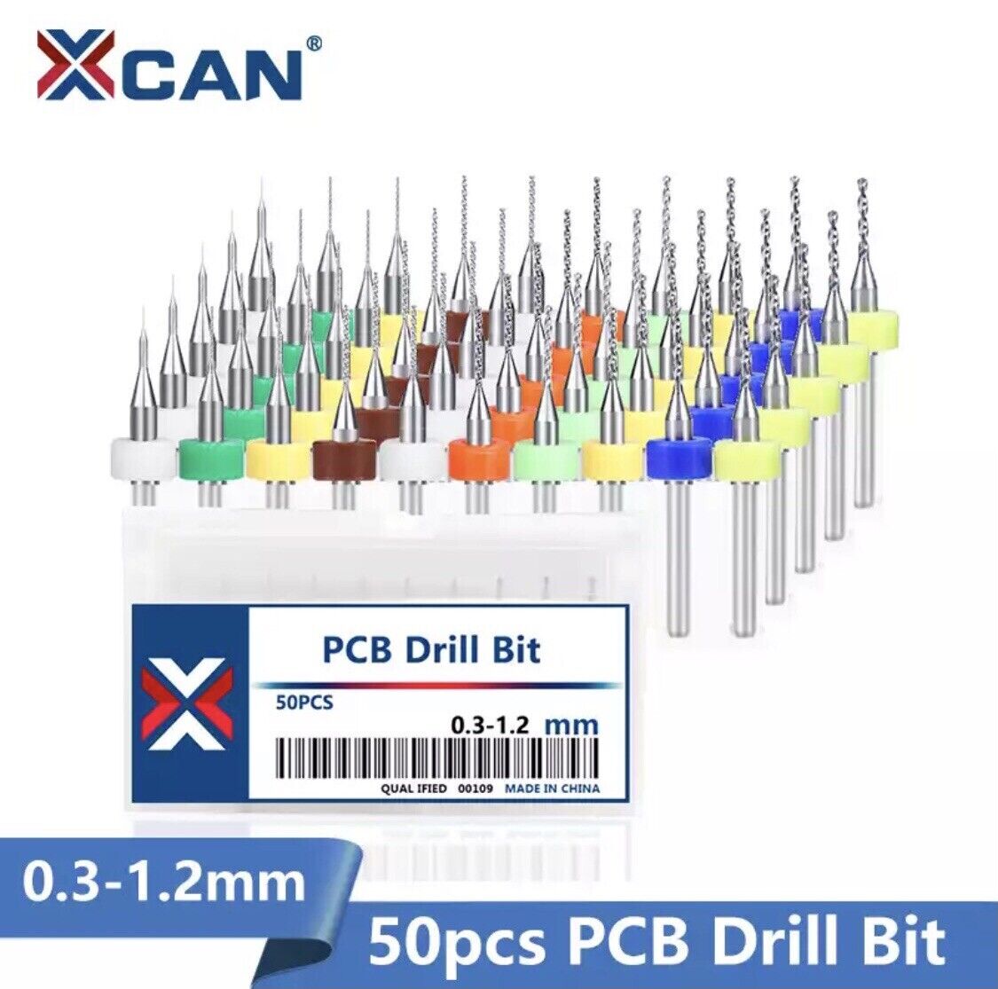 50PCS 0.3-1.2mm X 38mm Tungsten Carbide PCB Micro Drill Bit Set for DIY PCB