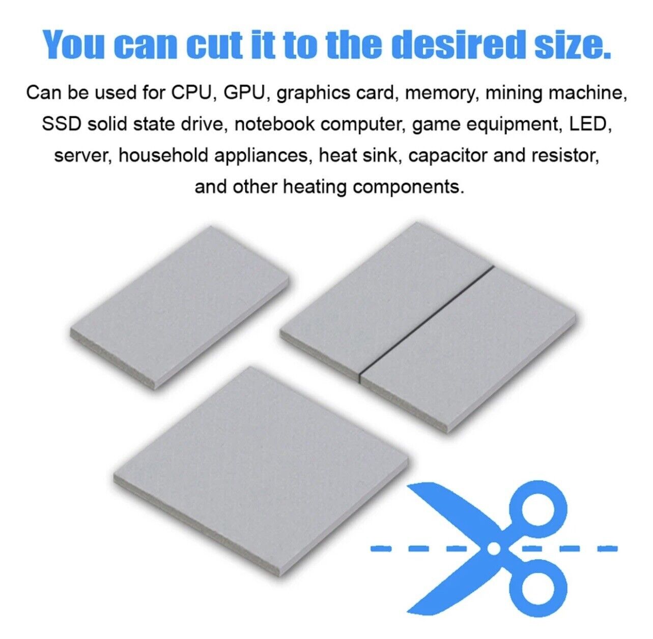 16w/mK Thermal Pad 100 x 100 x 1mm Silicone Heatsink Cooling Conductive GPU CPU