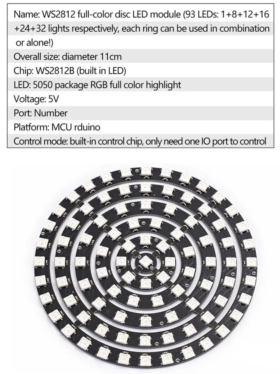 WS2812B RGB LED Full Round Panel Individually Addressable Full-Colour 93 Bit DIY