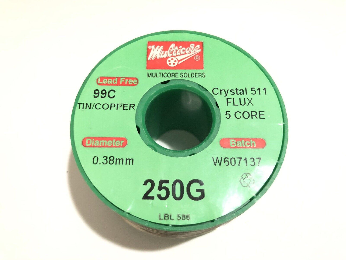Multicore Lead Free 99C Tin/Copper Solder Crystal 511 5C Flux 0.38mm 0.25kg 1Pc