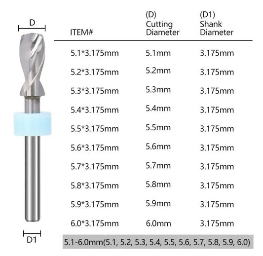 10Pcs 5.1-6.0mm PCB Print Circuit Board Tungsten Carbide Micro Drill Bit Set