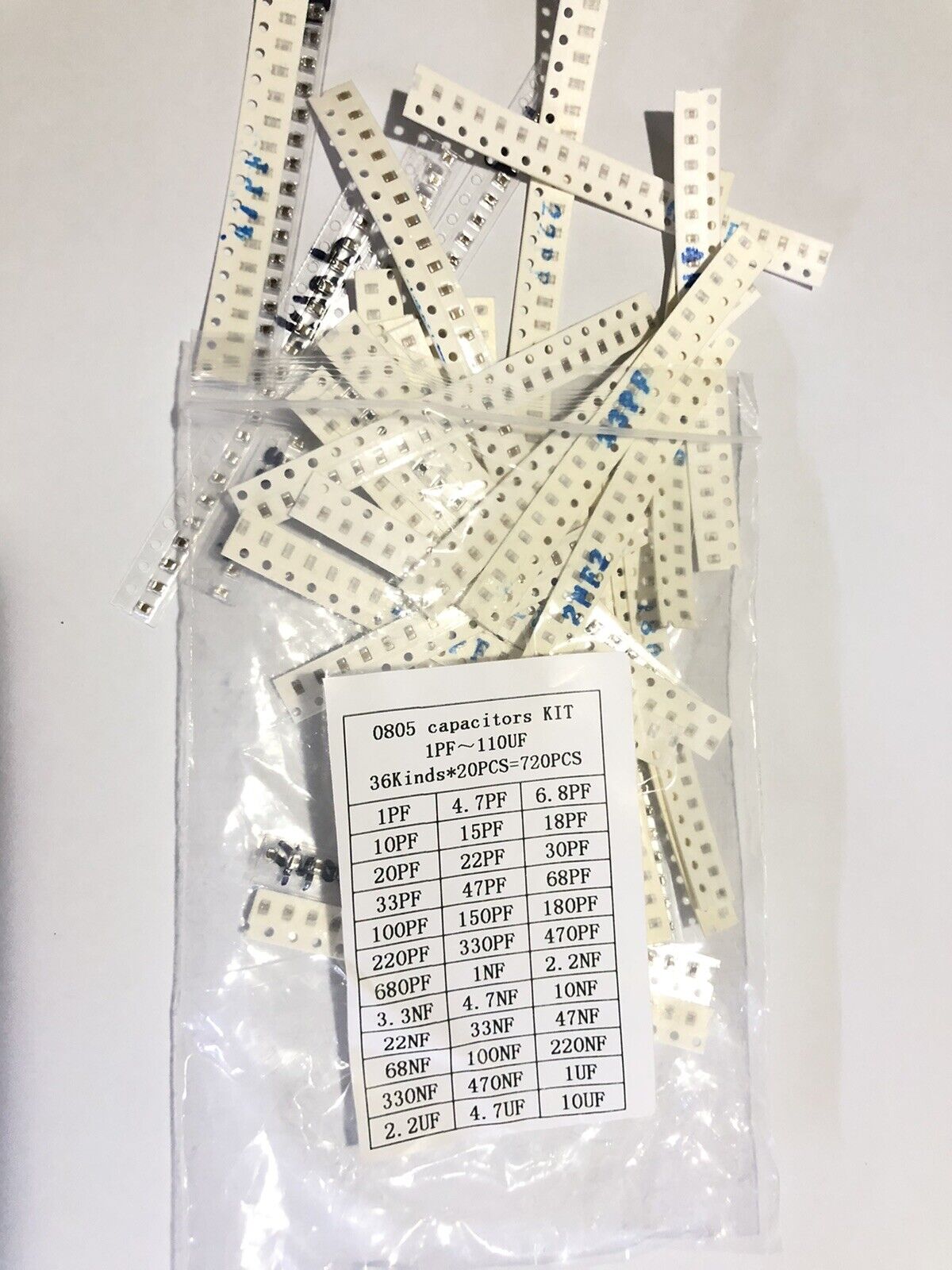 720PCS 0805 1pF-10uF 10% SMD Capacitors Chip SMT DIY Electronics 36 Values 20ea