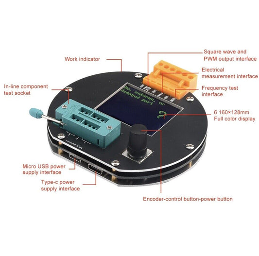 GM328A Transistor Tester Diode Capacitance ESR Voltage Frequency Meter Generator