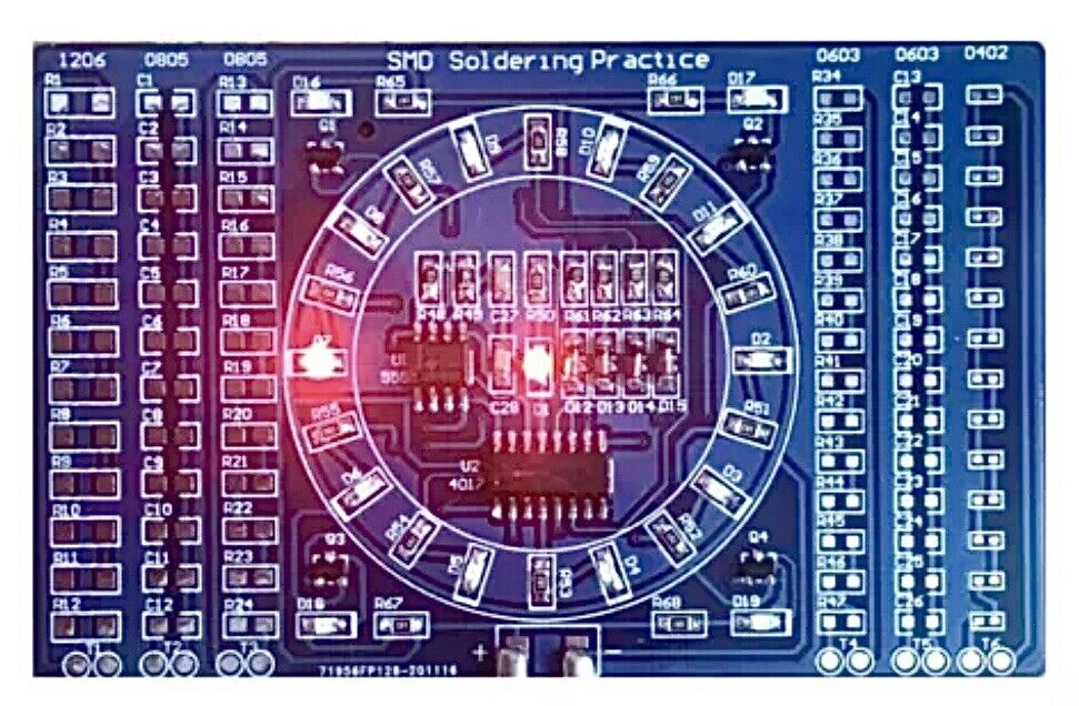Soldering Practice SMD CD4017 NE555 Rotating LEDS Board DIY Kit Electronic PCB