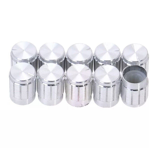 10pcs Silver Rotary Volume Knob Aluminium Suit 6mm Shaft Potentiometer 15x17mm