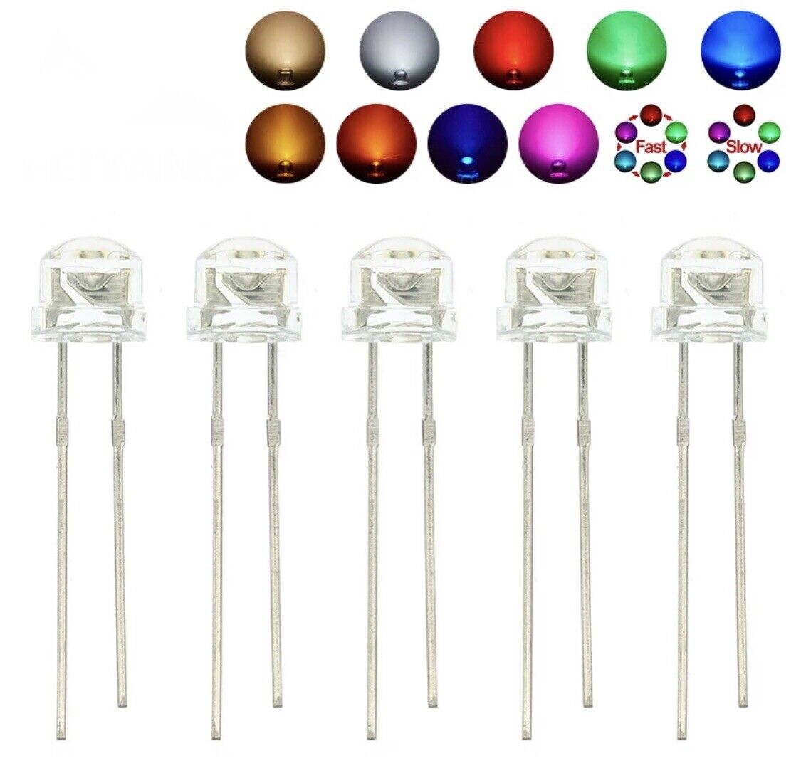 5mm Green Led Light Emitting Diode Straw Hat 100pcs Round Head LED Clear Top