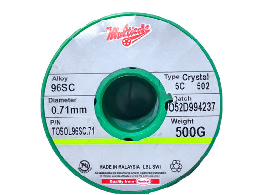 Multicore Lead Free 96SC Tin/Silver/Copper Solder Crystal 5C 502 5C 0.71mm 0.5kg