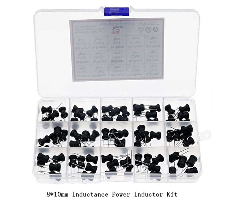 75PCS Wire-wound DIP Power Inductor Inductance 15 Values kit 6x8 2.2uH-10mH