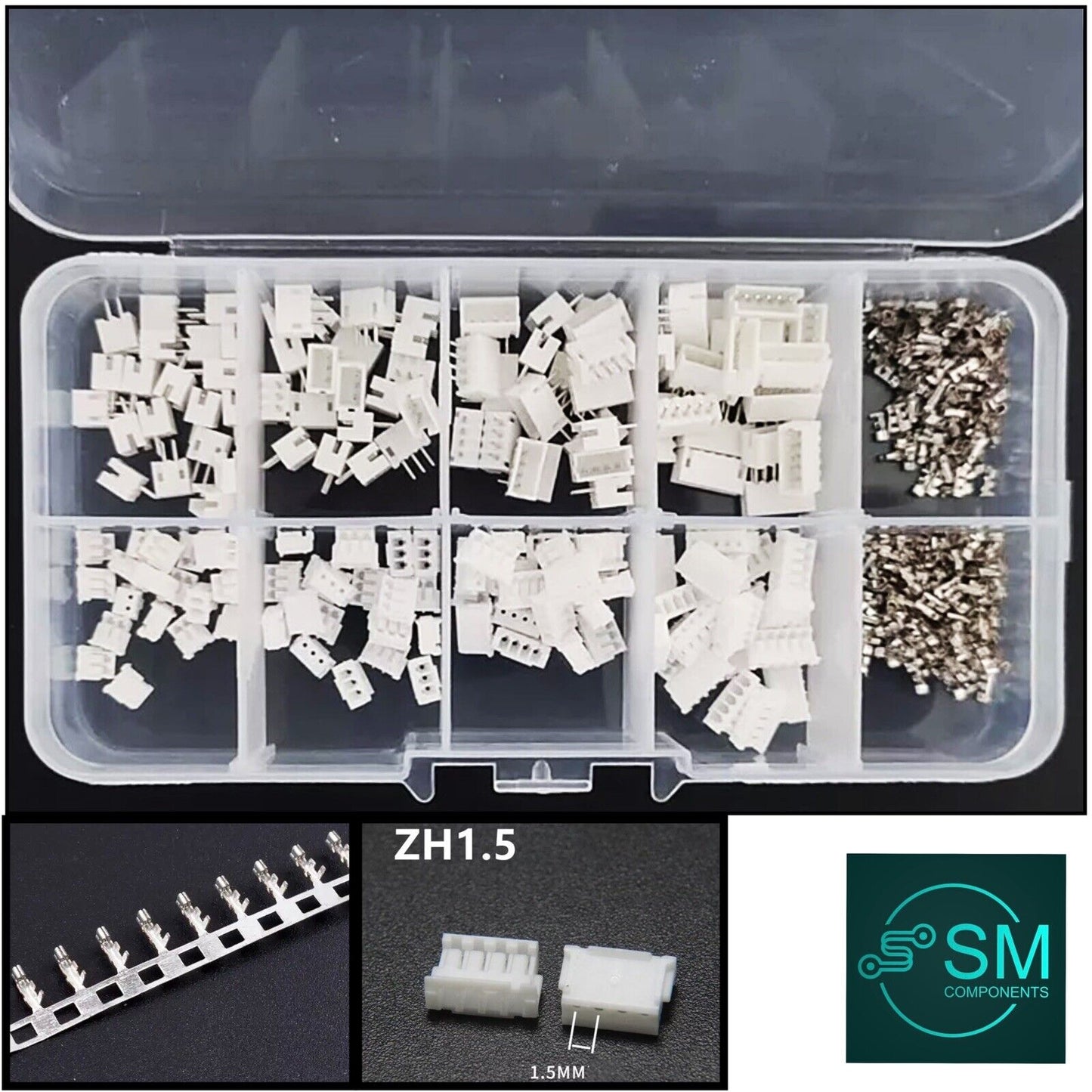 80 Sets ZH1.5mm Kit 2/3/4/5Pin Metric Pitch Terminal Header Wire Connects DIY