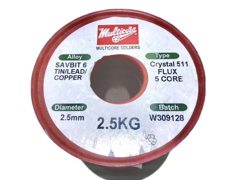 1 X 2.5kgs Roll Multicore Solder SABIT 6 Tin/lead/copper 511 5 Core Flux 2.5mm