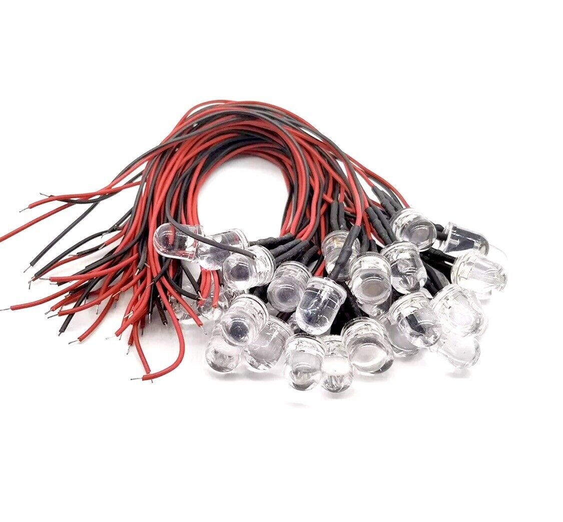10pcs 10mm 12V Prewired 1.5Hz FLASHING Clear Top Leds All Colours Hobby DIY