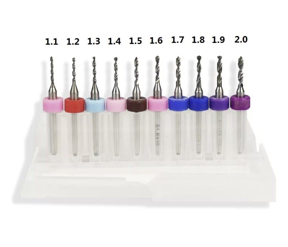 10Pcs 1.1-2.0mm PCB Print Circuit Board Carbide Mini Micro Drill Bit Set