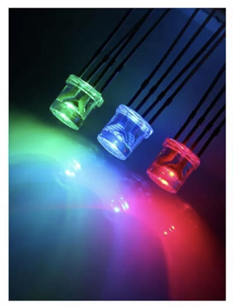 100pcs 5mm LED 4pin RGB Red Green Blue Clear Flat Top Tricolour Common Anode