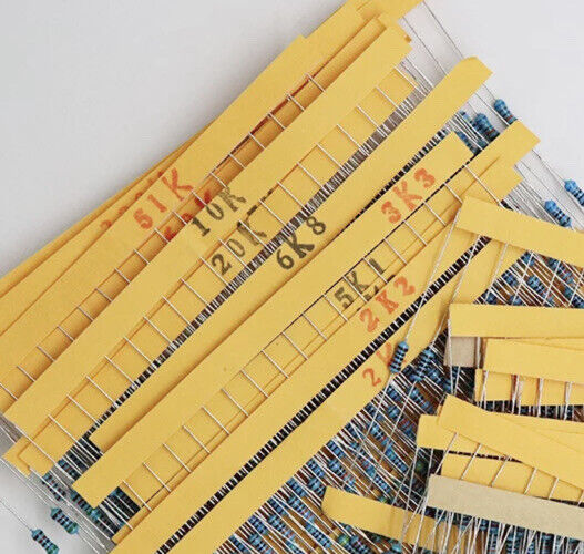 600pcs 30 Values 10-1M Ohm 1% 1/8W 0.125W Metal Film Resistors Assortment Kit