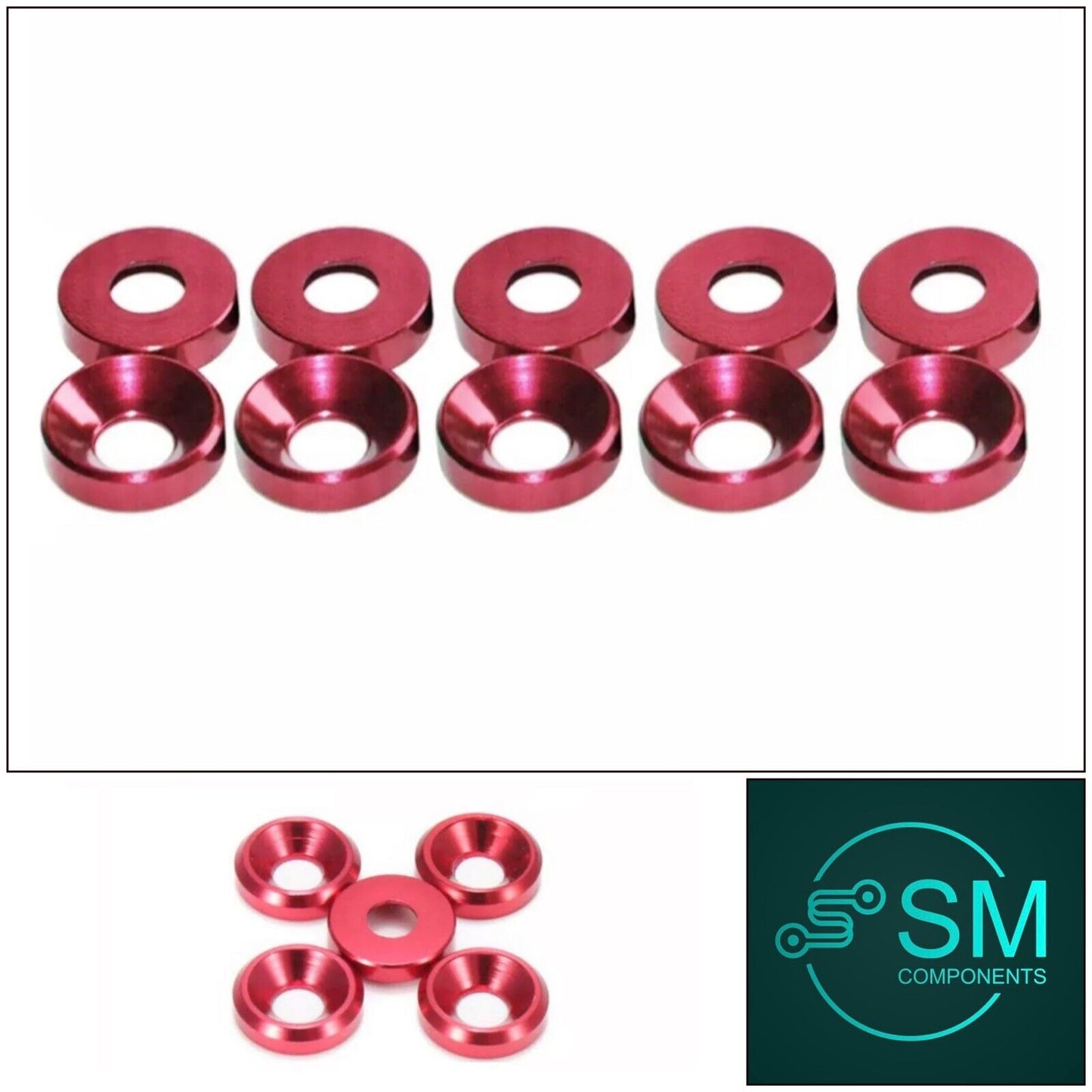 M3 10PCS RED Aluminium Washer For Counter Sunk Screw R/C Drone Automotive FPV AU