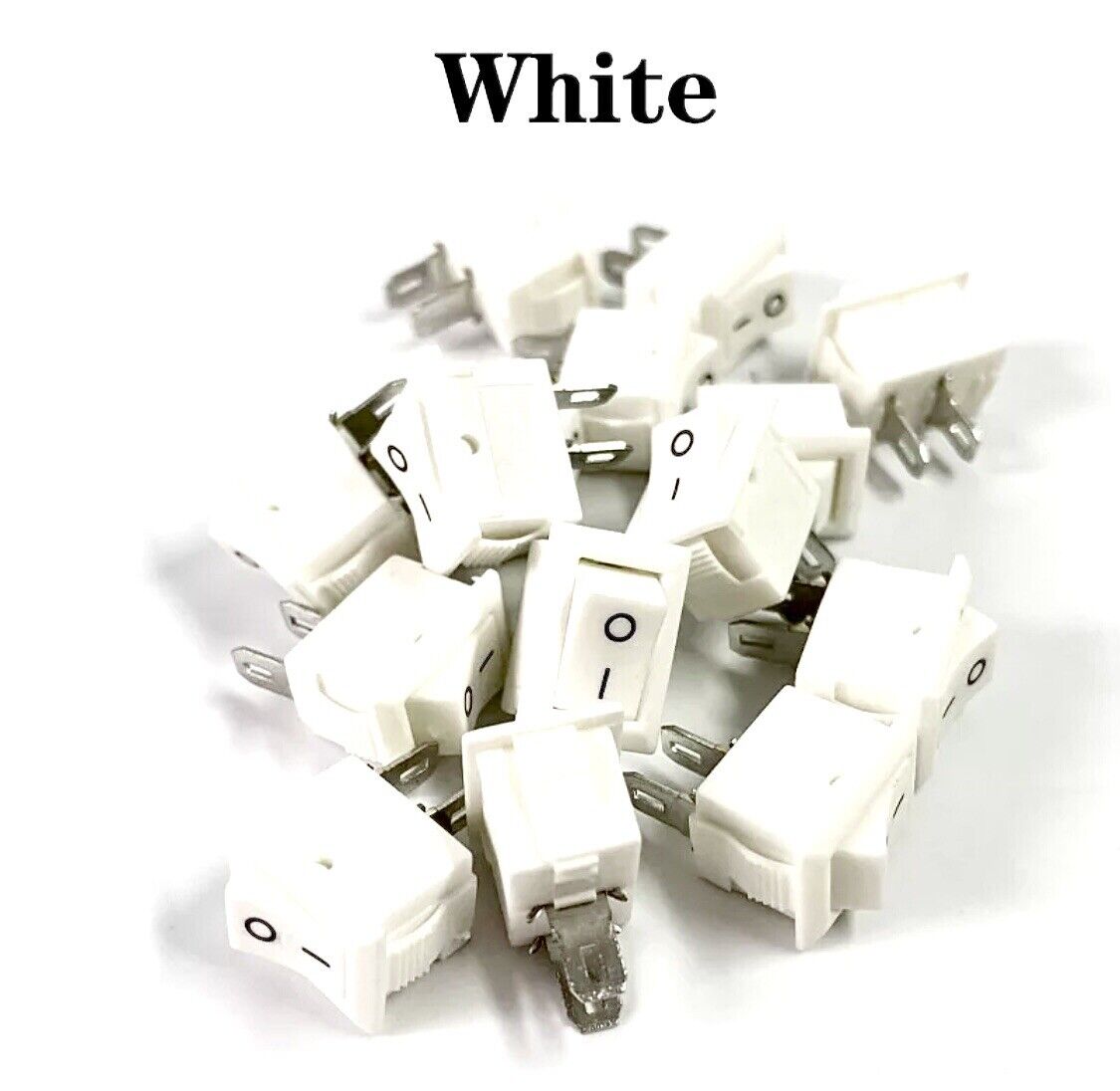 5 X Rocker Switch SPST 10x15mm 2 PIN ON/OFF KCD11 5V 12V 125V~6A 250V~3A (WHITE)