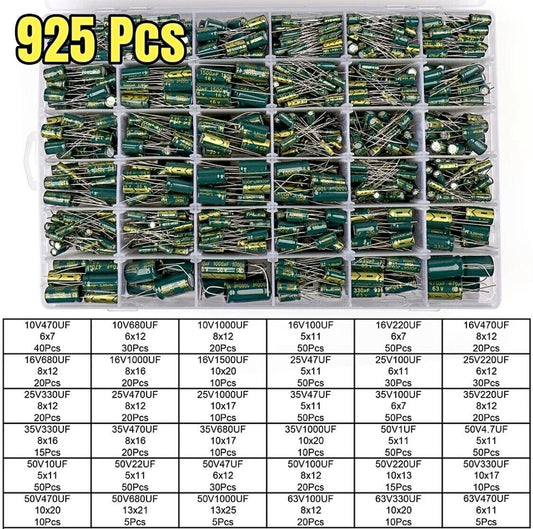 925PCS High Frequency LOW ESR Electrolytic Capacitor’s 1uF-1000uF 105°C 6.3V-63V