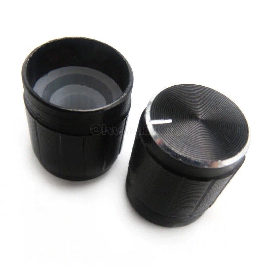 10pcs Black Aluminium Rotary Volume Knobs Suit 6mm Shaft Potentiometer 15x17mm