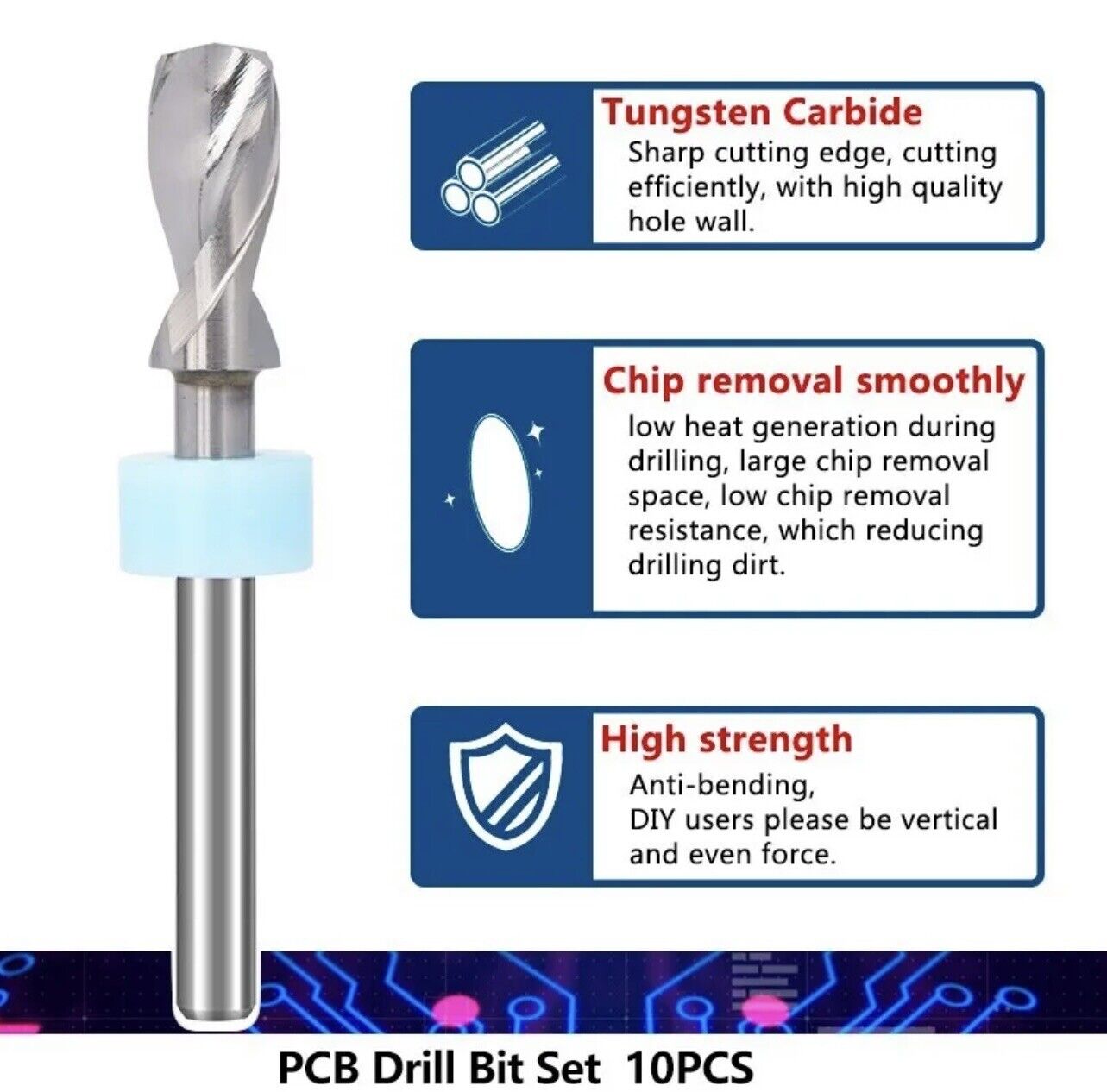 10Pcs 5.1-6.0mm PCB Print Circuit Board Tungsten Carbide Micro Drill Bit Set