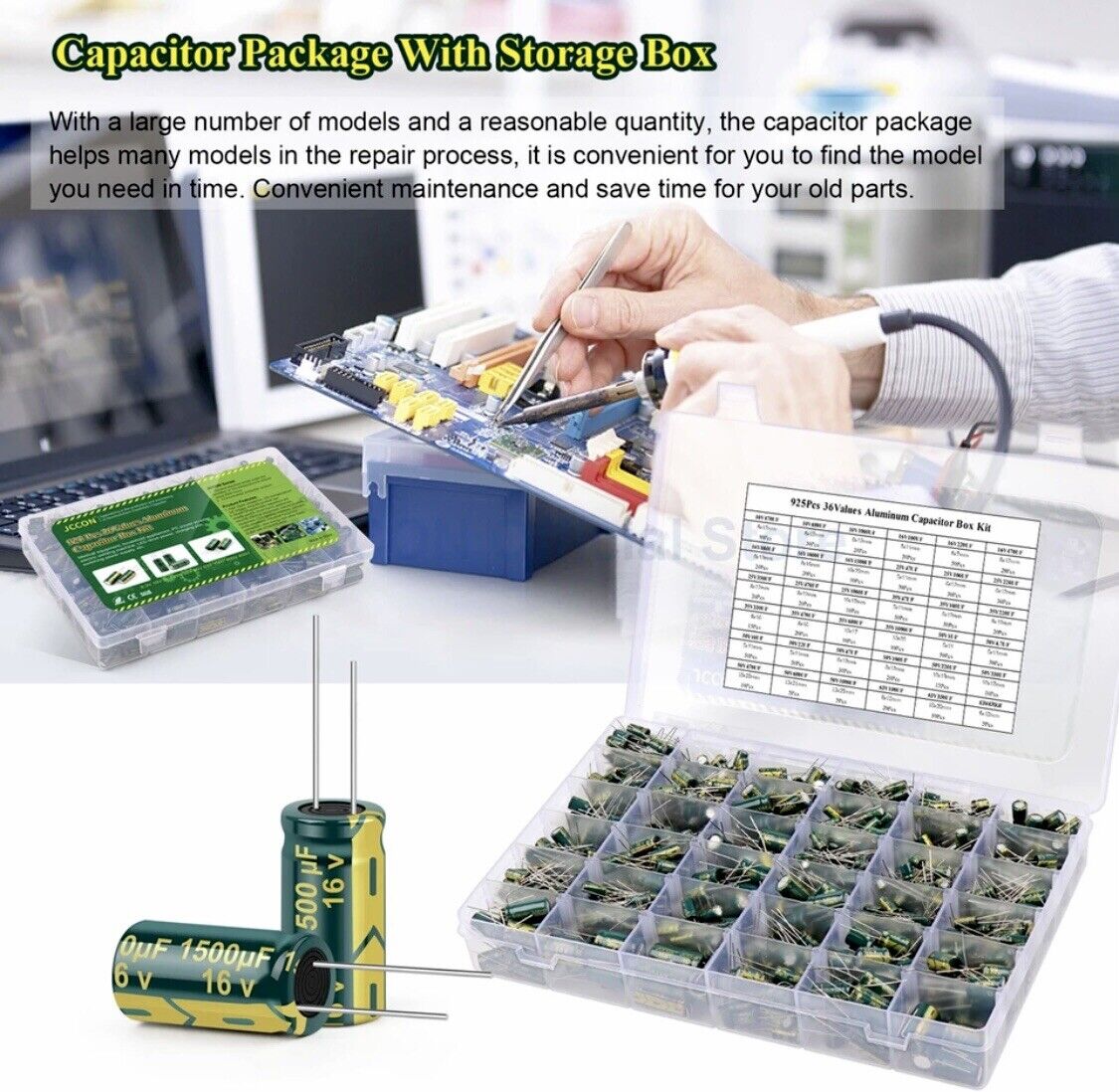 925PCS High Frequency LOW ESR Electrolytic Capacitor’s 1uF-1000uF 105°C 6.3V-63V