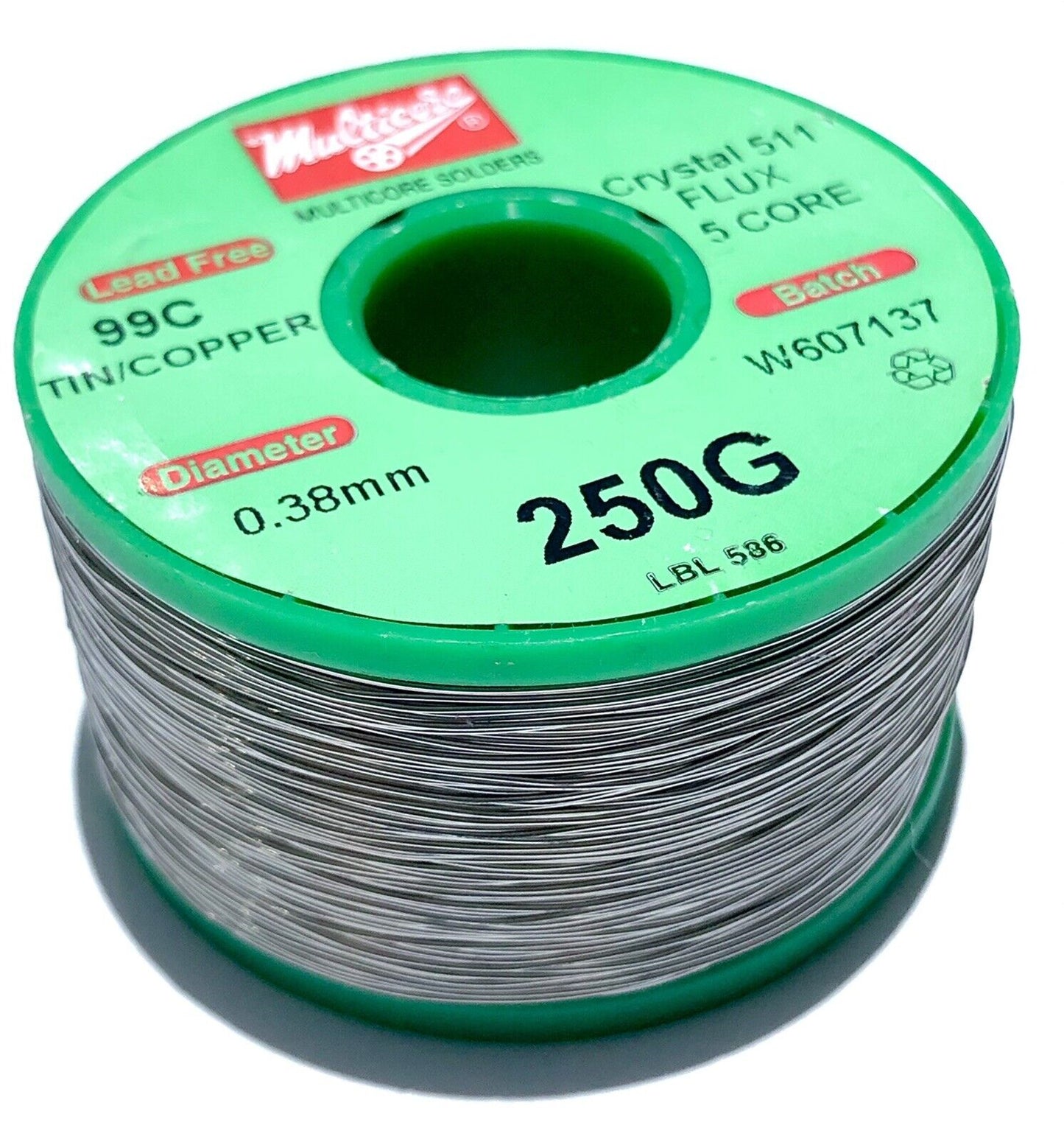 Multicore Lead Free 99C Tin/Copper Solder Crystal 511 5C Flux 0.38mm 0.25kg Roll