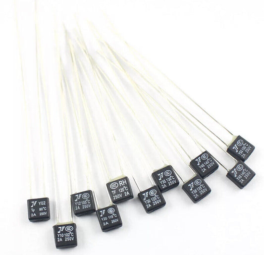 70pcs RH Thermal Fuse 102℃~135° C Degree 250V 2A Black Square Temperature Switch