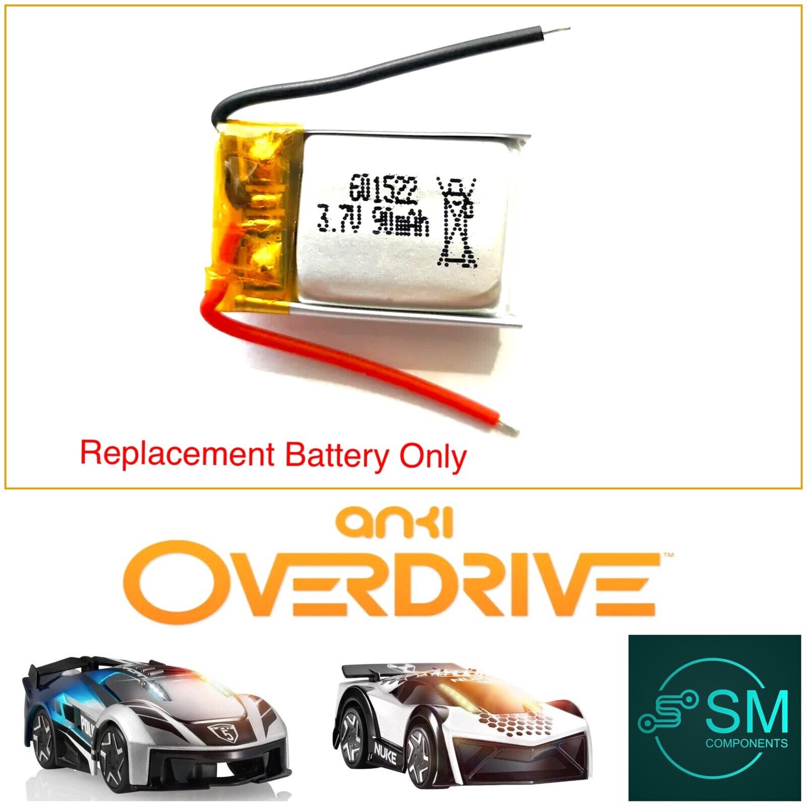 1 X ANKI OVERDRIVE Car Polymer Lithium Battery LiPo 90mAh 3.7V