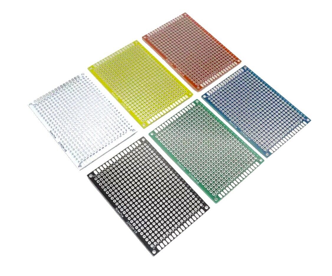 12PCS 70x50 Double Side FR4 Arduino Prototype 6 COLOURS PCB Board Soldering 2ea